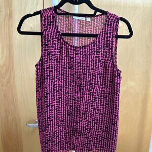 Hot Pink and Black Halogen sleeveless blouse with cute front drape/layering